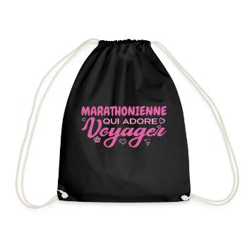 Globetrotting marathon runner with a passion for travel - Drawstring Bag - black - Front