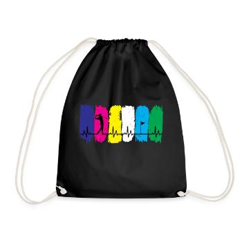 Golf Heartbeat - Drawstring Bag - black - Front
