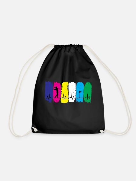Golf Heartbeat - Drawstring Bag - black