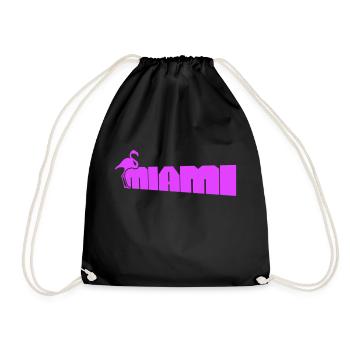 Miami USA Flamingo Vogel Amerika Florida Reisen - Turnbeutel - Schwarz - Vorne