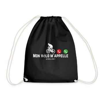 My bike is calling, I have to go! Bike gift - Drawstring Bag - black - Front