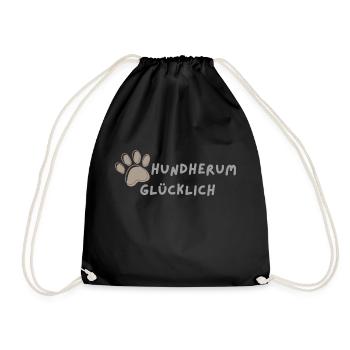 Hundherum glücklich - Turnbeutel - Schwarz - Vorne