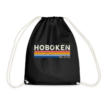 Vintage 70s 80s Style Hoboken NJ - Turnbeutel - Schwarz - Vorne