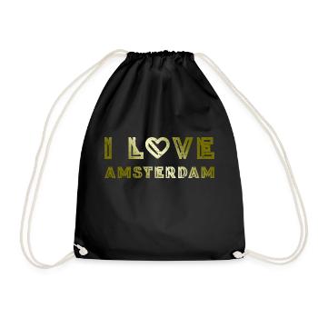 I Love Amsterdam - Drawstring Bag - black - Front