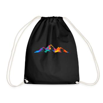 Mountains Mountaineers Hiking Splash Silhouette - Drawstring Bag - black - Front