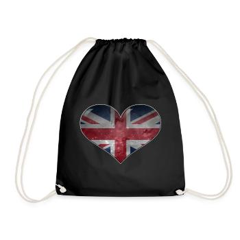 Great Britain heart - Drawstring Bag - black - Front