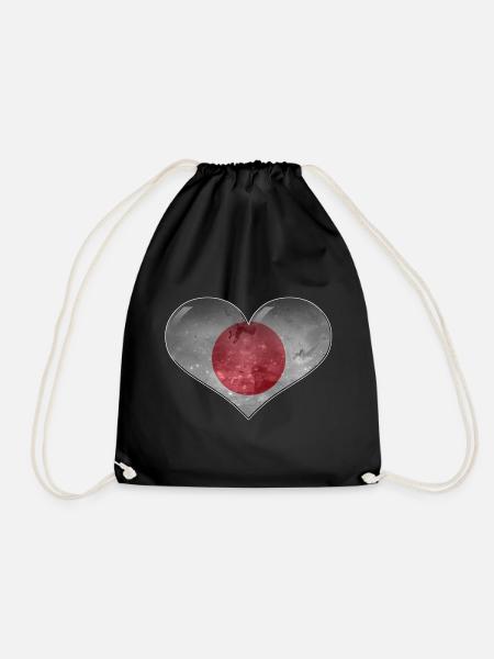 Japan Heart - Drawstring Bag - black