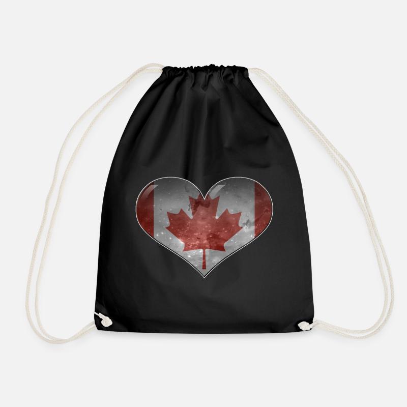 Canada Heart - Drawstring Bag - black