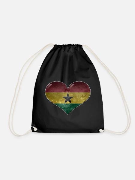 Ghana-Herz - Turnbeutel - Schwarz