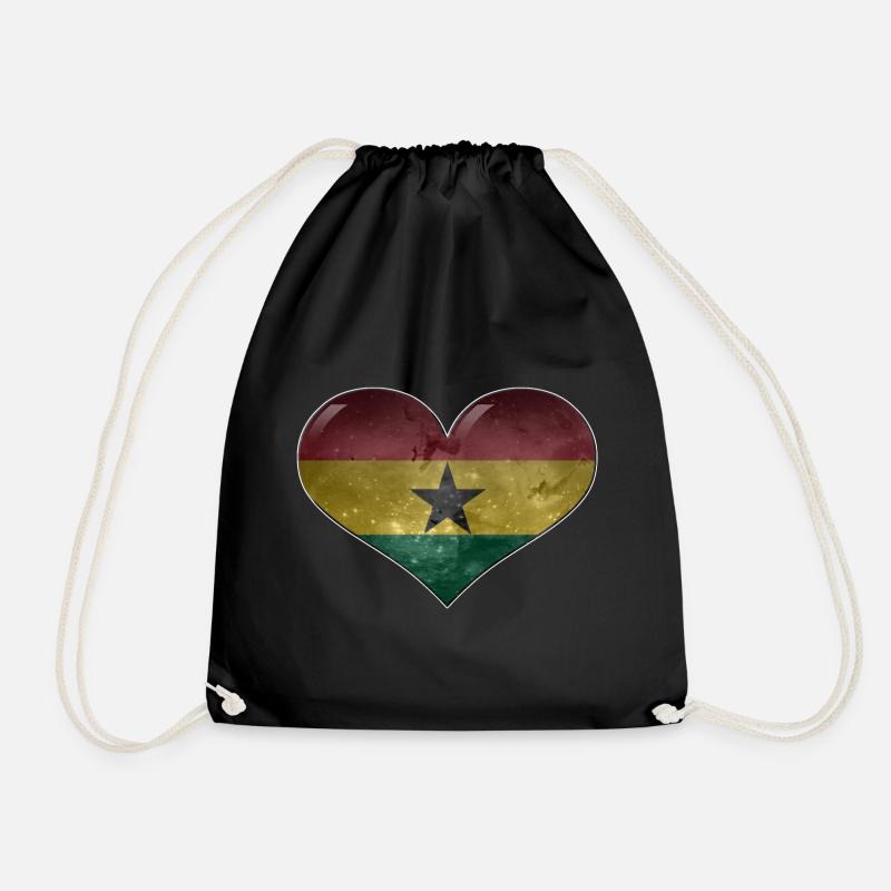 Ghana-Herz - Turnbeutel - Schwarz