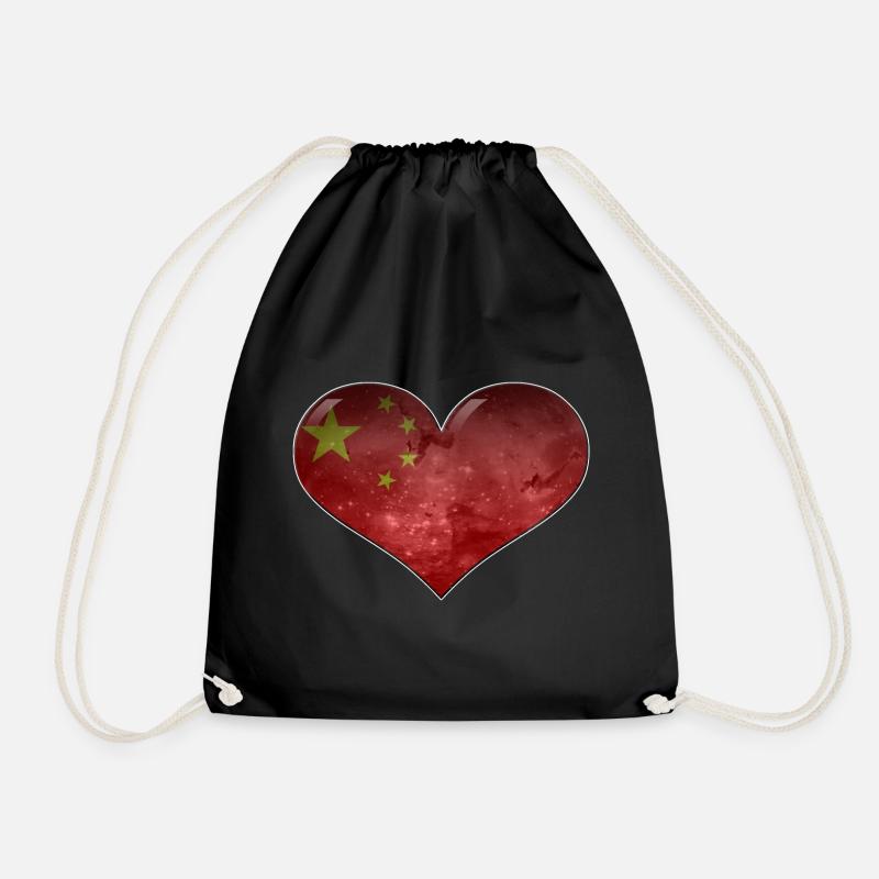 China Heart - Drawstring Bag - black