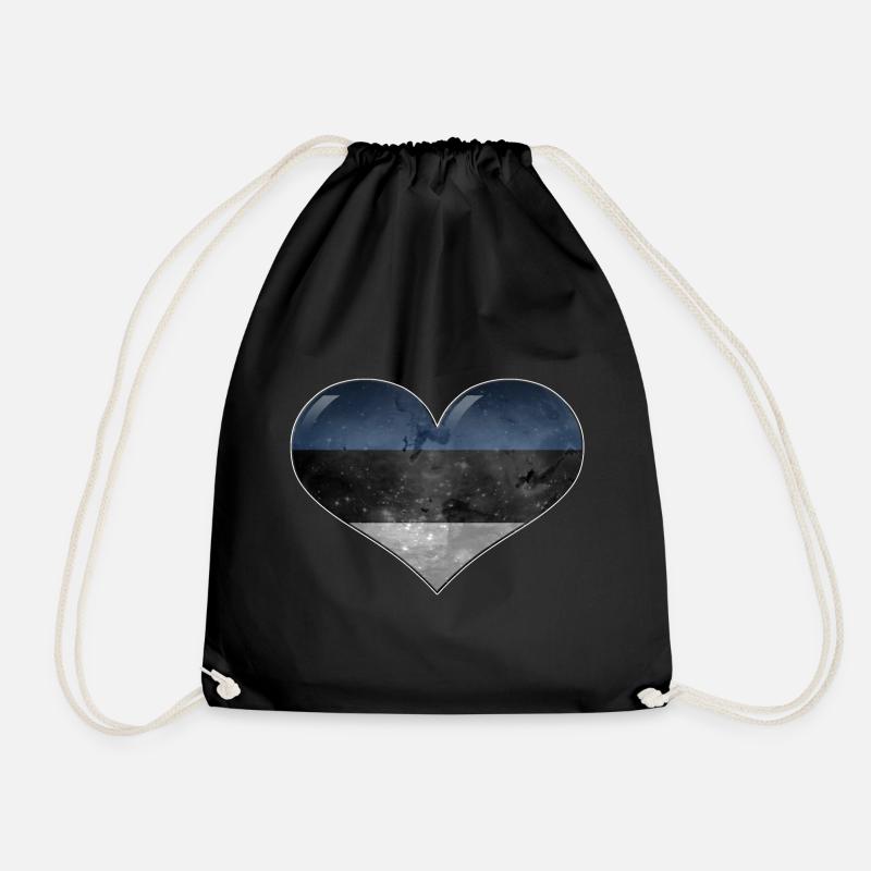 Estonian heart - Drawstring Bag - black