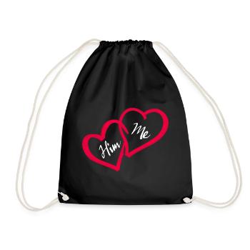 Linked hearts Him me - Drawstring Bag - black - Front