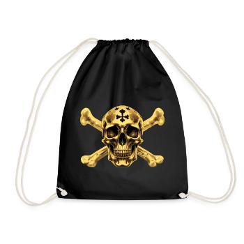 Crâne de pirate doré ☠ - Sac de sport léger - noir - Devant