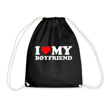 I LOVE MY BOYFRIEND Valentinstag Geschenk Liebe - Turnbeutel - Schwarz - Vorne
