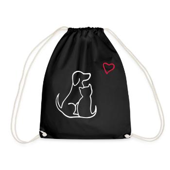 chien chat amour - Sac de sport léger - noir - Devant
