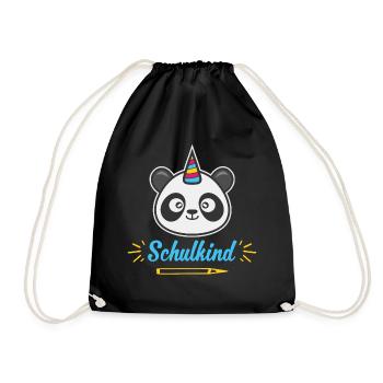 Schoolchild Panda enrollment Pandicorn gift - Drawstring Bag - black - Front