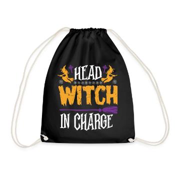 198 Witch design halloween gift birthday crazy art - Drawstring Bag - black - Front