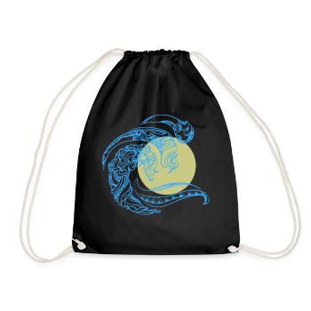 Minimal Design Mandala Welle Sonne Trendy Sommer - Turnbeutel - Schwarz - Vorne