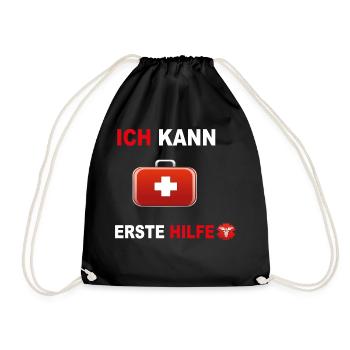 Ich kann Erste Hilfe Notarzt Rettungsdienst Spruch - Turnbeutel - Schwarz - Vorne