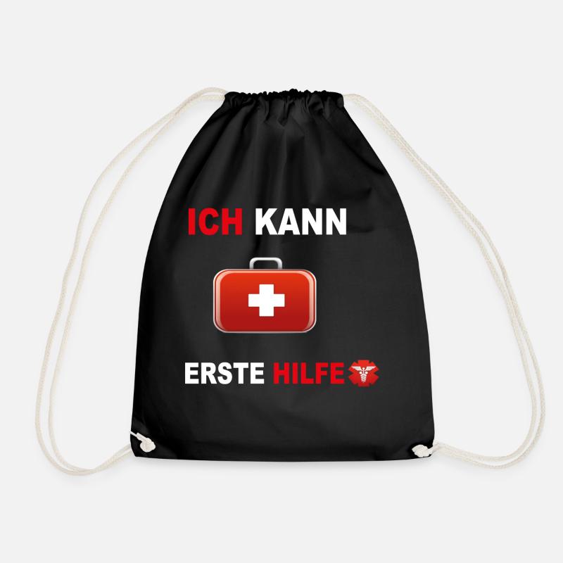 Ich kann Erste Hilfe Notarzt Rettungsdienst Spruch - Turnbeutel - Schwarz