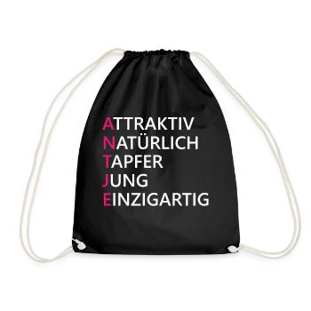 Antje Name Geschenk - Turnbeutel - Schwarz - Vorne
