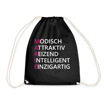 Marie Name Geschenk - Turnbeutel - Schwarz - Vorne