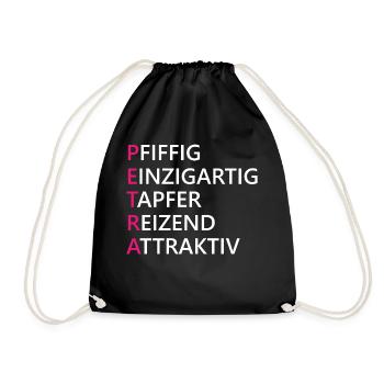 Petra Name Geschenk - Turnbeutel - Schwarz - Vorne