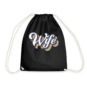 Retro Frau Matching Paar Hochzeitsfeier Hochzeit - Turnbeutel - Schwarz - Vorne