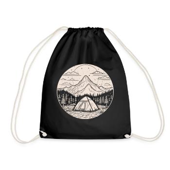 Camping Camping Mountains Nature Outdoor Leisure Holidays - Drawstring Bag - black - Front
