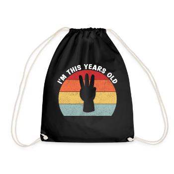 I'm This Years Old Vintage 3rd Birthday Kids - Drawstring Bag - black - Front