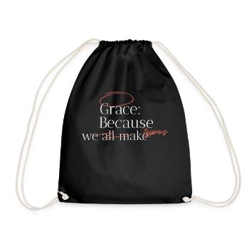 Grace: Because we all make typos - Drawstring Bag - black - Front