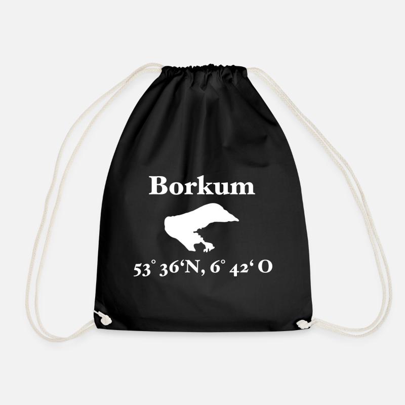 borkum design, Nordsee Insel - Turnbeutel - Schwarz