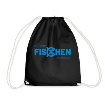 ich liebe fischen über alles - Turnbeutel - Schwarz - Vorne