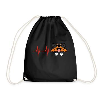 Rottweiler Heartbeat Drôles de propriétaires de chiens - Sac de sport léger - noir - Devant