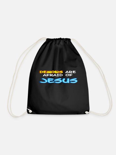 Demons are Afraid of Jesus - Drawstring Bag - black