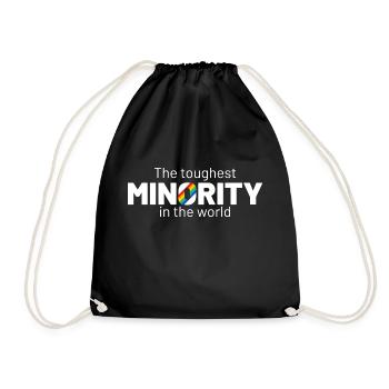 The toughest minority gay flag in white - Drawstring Bag - black - Front