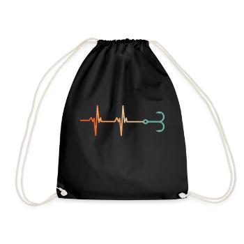 Heartbeat Hook - Drawstring Bag - black - Front
