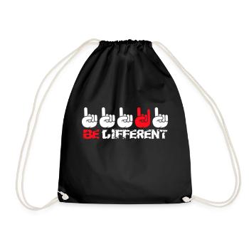 Be Different Heavy Metal Hard Rock Cool Hand Gestures - Drawstring Bag - black - Front
