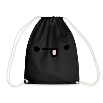 Kawaii Gesicht: Süße Augen & Lächeln Design - Turnbeutel - Schwarz - Vorne