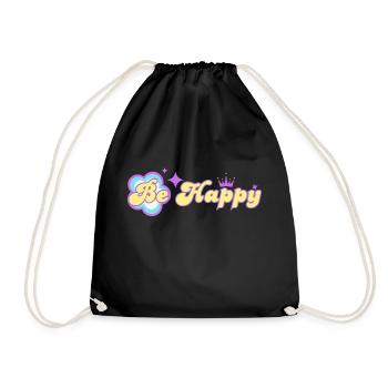 Be Happy - Drawstring Bag - black - Front