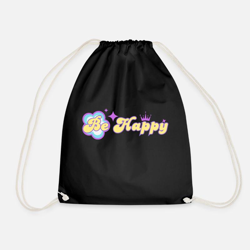 Be Happy - Turnbeutel - Schwarz