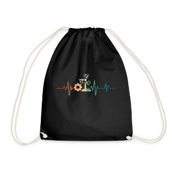 Heartbeat Retro Engineer Energy Renewed - Drawstring Bag - black - Front