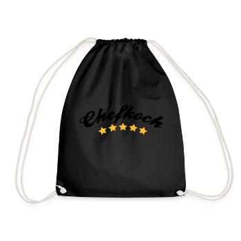 chef cook - Drawstring Bag - black - Front