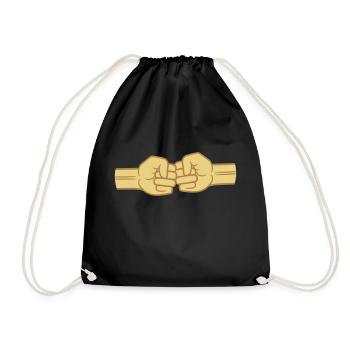 2 Bro Fist clenched fists friends team greeting - Drawstring Bag - black - Front