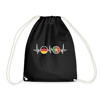 Soccer Germany Portugal heartbeat - Drawstring Bag - black - Front