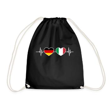 Herzschlag Deutschland Italien - Turnbeutel - Schwarz - Vorne