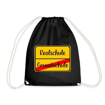 Realschule Grundschule Schule Schild Übergang - Turnbeutel - Schwarz - Vorne