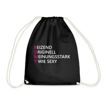 Romy Name Geschenk - Turnbeutel - Schwarz - Vorne