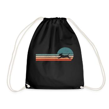 Dackel Hund Vintage Retro Hundehalter Haustier - Turnbeutel - Schwarz - Vorne